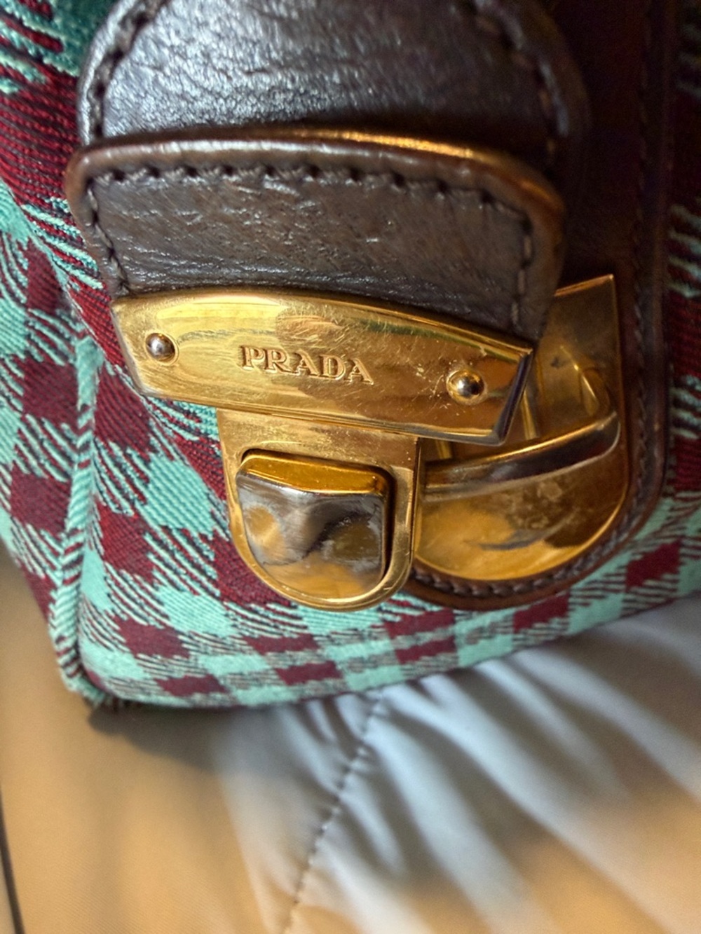 Prada Gingham Bowling Bag - Picture 2 of 5
